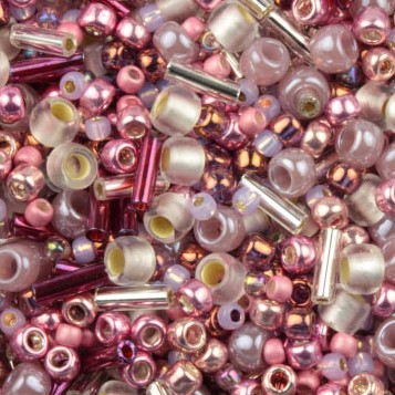 <p>Японский бисер TOHO Mix - микс бисера и стекляруса разных форм, цветов и размеров. Цвет пыльно-розовый (Hime- Pink Mix). Оттенок и состав набора может отличаться от фотографии. Цена за 10 грамм.</p>
