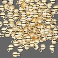 Подвеска, 6х4мм, круг выпуклый, базовый материал - латунь, позолоченный, 1 шт.