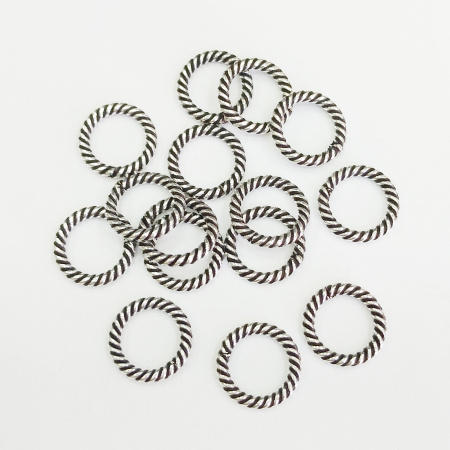 Соединительное колечко, 8.2мм (толщина 1.2мм, внутренний размер 5.8мм), Индия, витое / мелкое плетение, неразъемное, базовый материал - латунь, посеребренное с чернением, 10 шт.