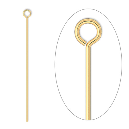 Пины с ушком, 38х0.511мм, базовый материал - латунь, позолоченные, 20 шт.