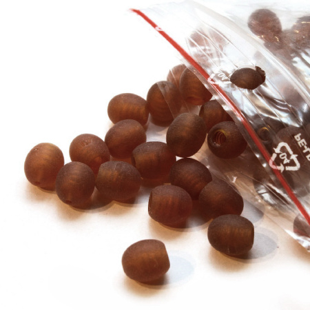 Застежка-концевик, 16х7мм, закручивающийся бочонок, базовый материал - пластик, янтарно-коричневого цвета, матовый, 2 шт.