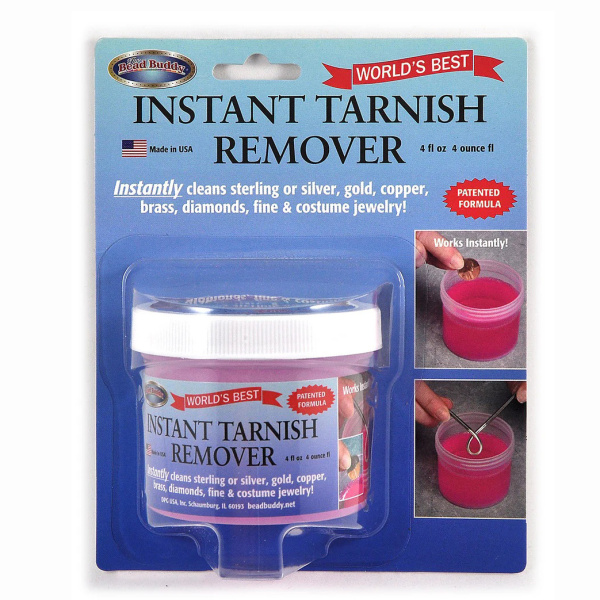 <p>Жидкость Instant Tarnish Remover для моментальной очистки от потемнения изделий из серебра, золота, меди, латуни. Также подходит для посеребренных/позолоченных вещей, но воздействие должно быть очень краткосрочным, чтобы покрытие не разъелось. Цвет жидкости в разных партиях может варьироваться от почти прозрачного до ярко-розового. 
Инструкция в полном описании. Цена за 1 баночку 118 мл.</p><p>УЦЕНКА: во время транспортировки жидкость немного просочилась, видны высохшие следы подтеков на упаковке и под крышкой; визуально жидкости в баночке столько, сколько и должно быть.</p>