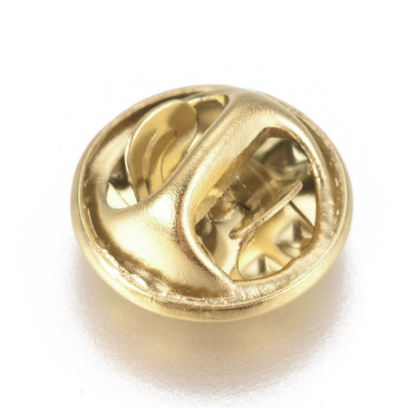 Застежка для значка-броши, 11.5х6мм, цанга-бабочка, базовый материал - нержавеющая сталь, золотистого цвета, 5 шт.