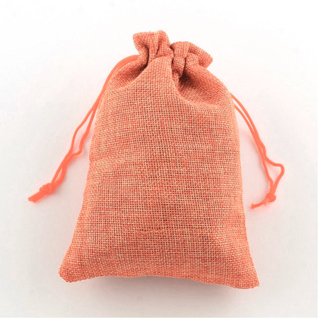Мешочек из джутовой мешковины с добавлением синтетических волокон, 14х10см, оранжевого цвета, 5 шт.
