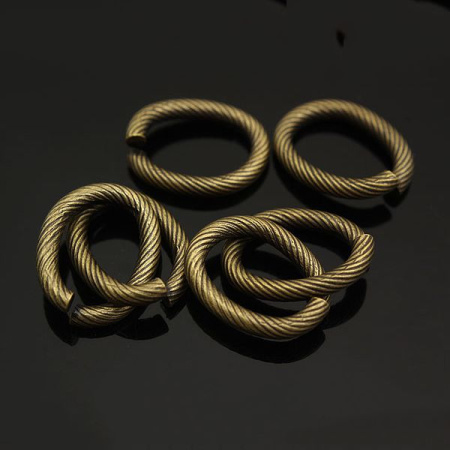 Соединительное колечко, 14х10.5мм (толщина 2.0мм, внутренний размер 10х6.5мм), овальное, витое, Корея, базовый материал - сталь, бронзовое с чернением, 1 шт.