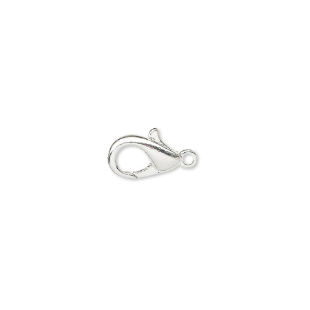 Застежка, 12х7мм, карабин, базовый материал - латунь, посеребренный, 1 шт.