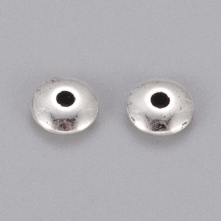 Бусина металлическая, 6х2мм, диск гладкий, базовый материал - цинковый сплав, стиль тибетское серебро, 10 грамм