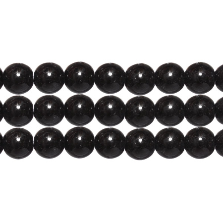 Бусины стеклянные, 10мм, черные, 30 шт., низка