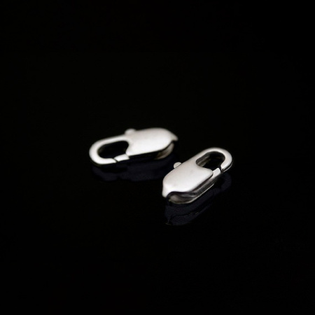 Застежка, 10х5мм, Корея, карабин продолговатый, с ответной частью, базовый материал - латунь, матовый родий, 1 шт.