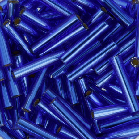 Бисер TOHO Bugle, размер 9мм, цвет #28 (Внутреннее серебрение, кобальт), 10 грамм