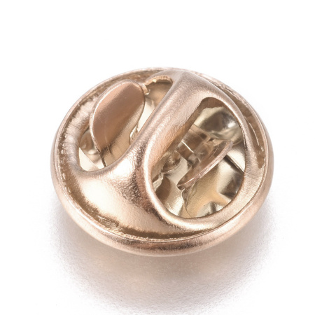 Застежка для значка-броши, 11.5х6мм, цанга-бабочка, базовый материал - нержавеющая сталь, под розовое золото, 5 шт.