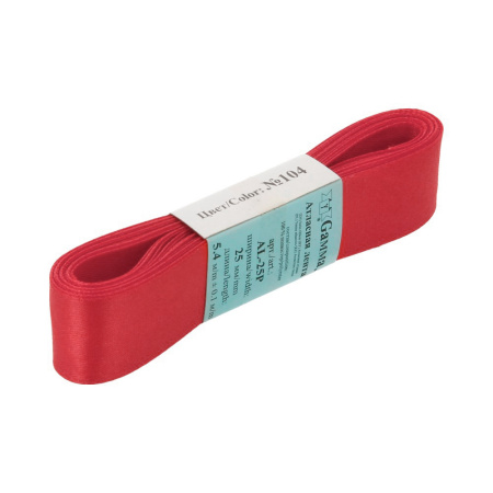 Лента атласная, Gaммa, 25мм, темно-красная №104, моток, 5 метров