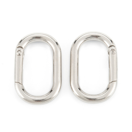 Застежка, 38х24х5, овальный карабин, базовый материал - цинковый сплав, стального цвета, 2 шт.