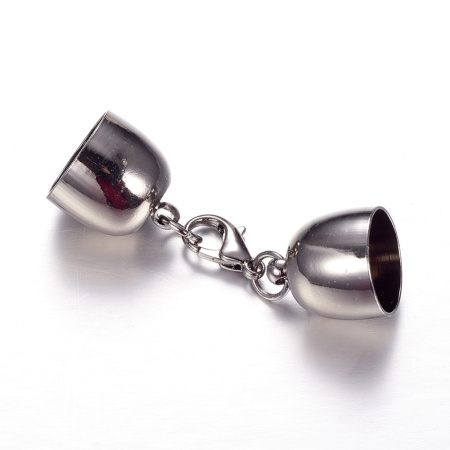 Застежка-карабин 14х8мм с клеевыми концевиками 17х16мм (внутренний размер 14.7мм), базовый материал - латунь, вороненая сталь, УЦЕНКА