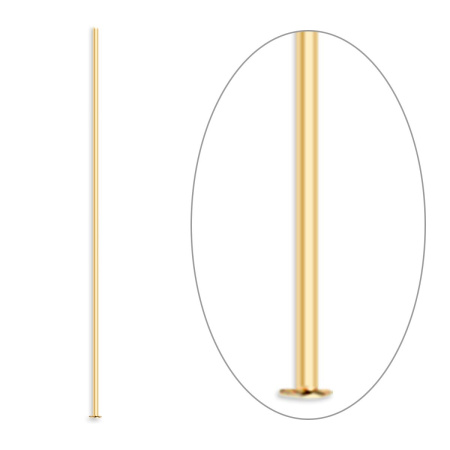Пины со шляпкой, 50х0.511мм, базовый материал - латунь, позолоченные, 20 шт.