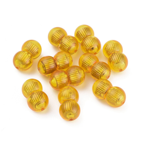 Застежка-концевик, 14х8мм, закручивающийся бочонок, базовый материал - пластик с металлической вставкой, медового цвета, 1 шт.