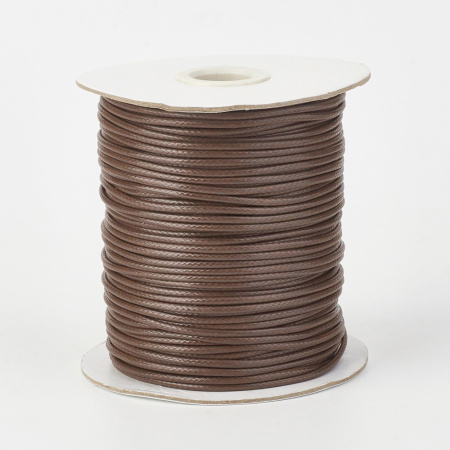 Шнур синтетический вощеный, полиэстеровый, около 0.8-1мм, коричневый, 10 метров