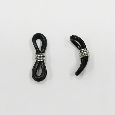 Коннектор для держателя для очков, 20-24х3.5-5мм, регулируемого размера, базовый материал - резина, цвет чёрный/стальной, пара