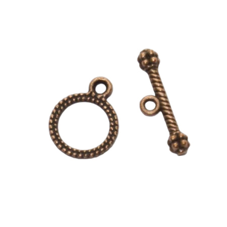 Застежка, 13х10мм, тогл, узорный, базовый материал - оловянный сплав, медное покрытие, 1 шт.