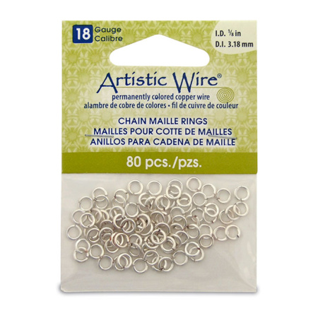 Соединительное колечко, 5.2мм (толщина 1.0мм, внутренний размер 3.18мм), Artistic Wire, базовый материал - медь, посеребренное, 80 шт.