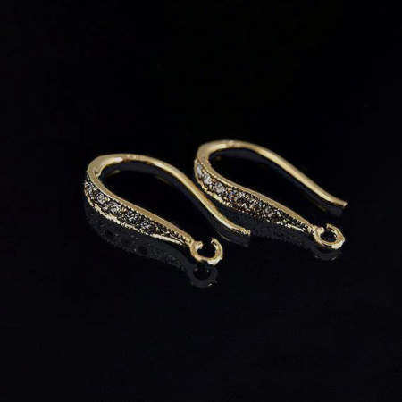 Швензы открытые, 16х2.5мм, Корея, с фианитами, базовый материал - латунь, позолоченные, пара