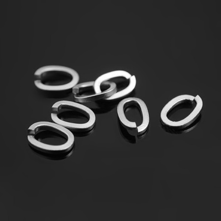 Соединительное колечко, 7х5мм (толщина 1.0мм, внутренний размер 5х3мм), овальное, плоское, Корея, базовый материал - латунь, матовый родий, 5 шт.