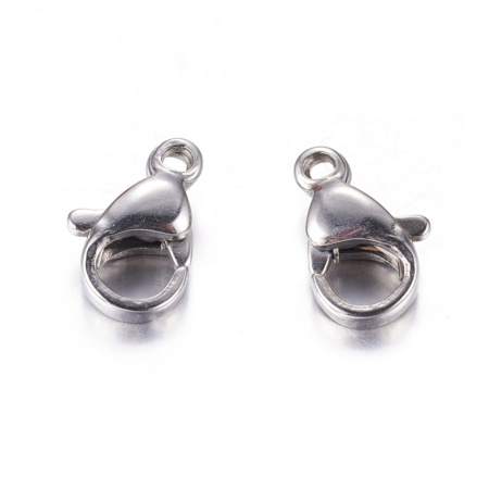 Застежка, 10х6мм, карабин, базовый материал - нержавеющая сталь, без покрытия, 5 шт.