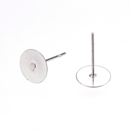 Пусеты, 8мм, с платформой, базовый материал - хирургическая сталь, без покрытия, пара