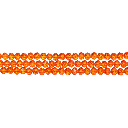 Бусины стеклянные, 4х3.5мм, граненые, рондели, оранжевые, 150 шт., низка