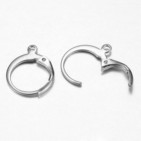 Швензы закрытые, 14х12мм, с французским замком, кольца с петелькой, базовый материал - нержавеющая сталь, без покрытия, 2 пары