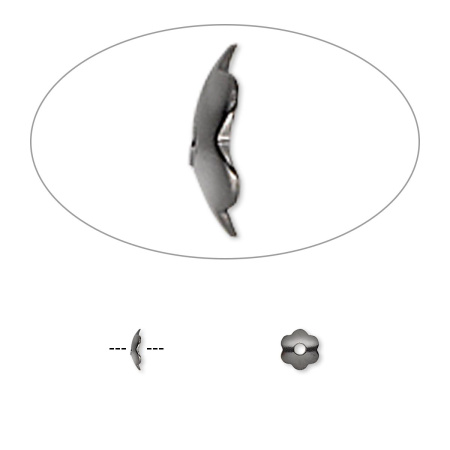 Шапочка для бусин (обниматель), 4х1мм, цветок, базовый материал - латунь, вороненая сталь, 50 шт.