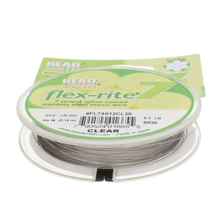 <p>Ювелирный тросик Flex-Rite с нейлоновым покрытием. 7-жильный тросик. Цвет стальной (темно-серебристый). Оттенок может отличаться от фотографии. Цена за катушку 30 футов (9.1 метра).</p>