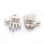 <p>Двусторонняя металлическая подвеска ладошка hand made (ручная работа) под античное серебро. На фотографии показана лицевая и тыльная стороны. Оттенок может отличаться от фотографии и в разных поставках. Цена за 50 шт.</p>