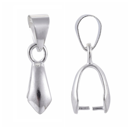 Держатель, 22х5мм, зажимной, с подвижной петелькой, базовый материал - латунь, серебристого цвета, 1 шт.