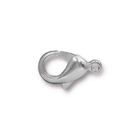 Застежка, 15х9мм, TierraCast, карабин, базовый материал - латунь, покрытие - белая бронза (цвет под родий), 1 шт.