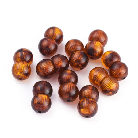 Застежка-концевик, 14х8мм, закручивающийся бочонок, базовый материал - пластик с металлической вставкой, тёмно-янтарного цвета, 1 шт.