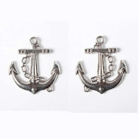 Подвеска, 31х27мм, якорь, базовый материал - цинковый сплав, стиль тибетское серебро, 1 шт.