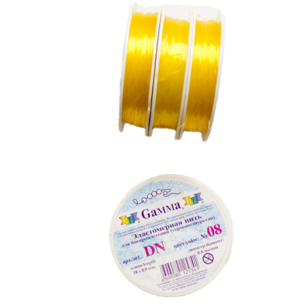 Нить - резинка для браслетов, 0.6мм, лимонная, катушка, 18 метров