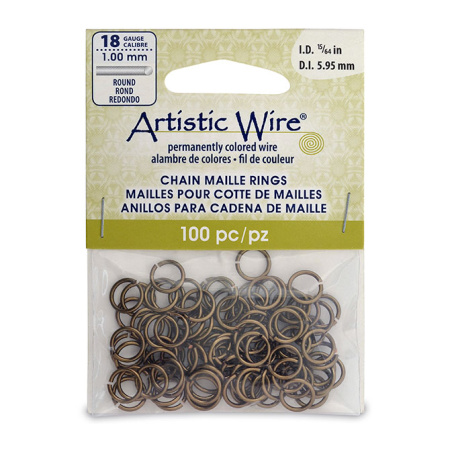 Соединительное колечко, 8.6мм (толщина 1.0мм, внутренний размер 5.95мм), Artistic Wire, базовый материал - медь, античная бронза, 100 шт.