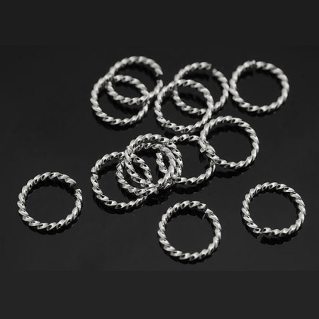 Соединительное колечко, 7мм (толщина 0.9мм, внутренний размер 5.2мм), витое, Корея, базовый материал - сталь, родий, 20 шт.