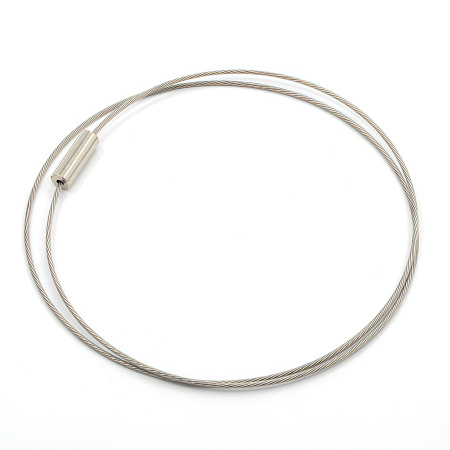 Основа для колье (чокер) с замком, 1мм, цвет стальной, 45 см, 5 шт.