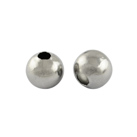 Бусина металлическая, 4мм, гладкая, базовый материал - нержавеющая сталь, без покрытия, 2 грамма