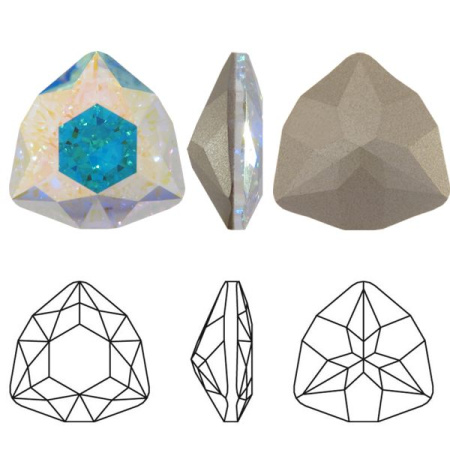 Ювелирный кристалл Swarovski, Триллиант (#4706), 7мм, кристально-прозрачный с AB, с фольгой, 2 шт.
