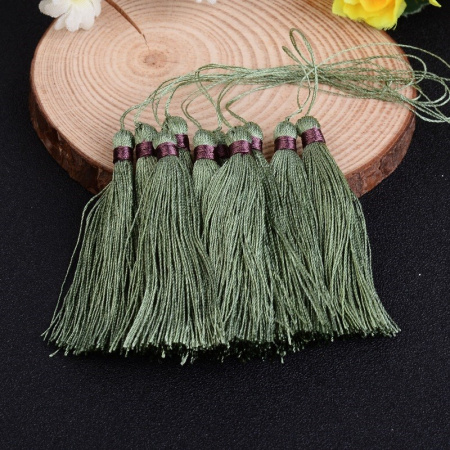 Кисточка декоративная, 60х6мм, нейлоновая, зеленая с лиловым, 1 шт.