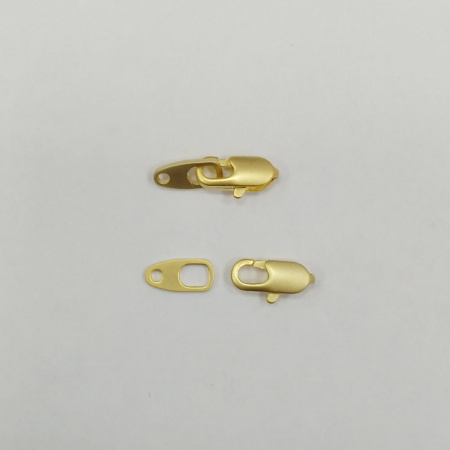 Застежка, 10х5мм, Корея, карабин продолговатый, с ответной частью, базовый материал - латунь, матовый позолоченный, 1 шт.