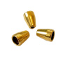 <p>Гладкий лаконичный конус золотистого цвета с небольшим чернением. Можно использовать как обниматель, концевик для кисточки или бисерных жгутов. Внутренний диаметр с одной стороны - около 5.5 мм, со второй - около 2.5 мм. На покрытии возможны небольшие неровности и пятнышки. Оттенок может отличаться от фотографии и в разных поставках. Цена за 1 шт.</p>