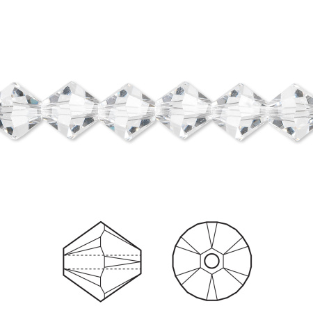 Бусина Swarovski, 8мм, Биконус (#5328), кристально-прозрачный (цвет 001), 1 шт.