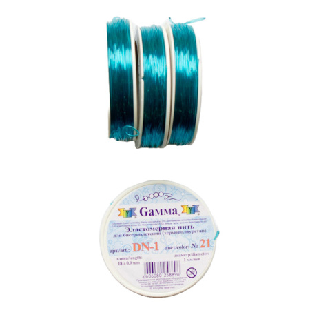 Нить - резинка для браслетов, 1мм, бирюзовая, катушка, 18 метров, УЦЕНКА