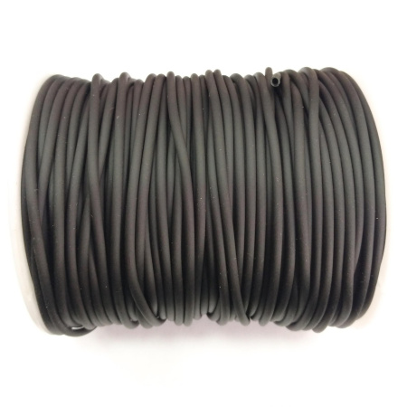 Шнур резиновый полый, около 2мм, черный, матовый, 10 метров