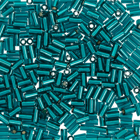 Бисер TOHO Bugle, размер 3мм, цвет #27BD (Внутреннее серебрение, зелено-голубой), 10 грамм